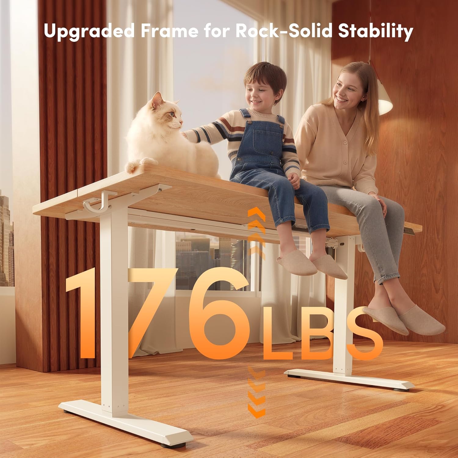 FEZIBO 55x24 White Maple Bamboo Electric Standing Desk