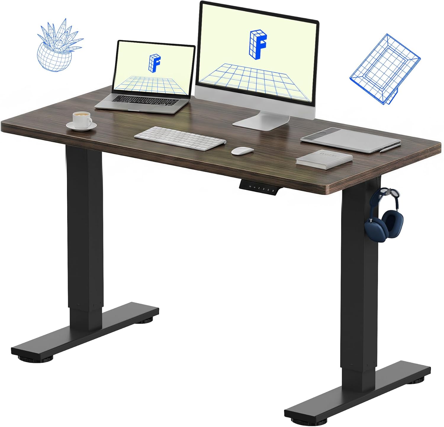 FLEXISPOT EN1 48 inch Black Walnut Standing Desk